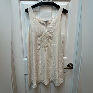 Women's Cream Embroidered Sleeveless Mini Dress